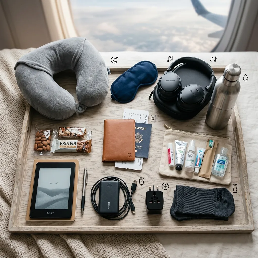 Long Haul Flight Essentials together