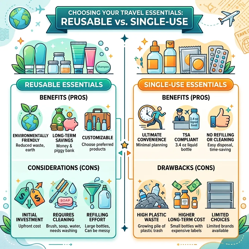 Reusable vs. Single-Use Travel Size Essentials